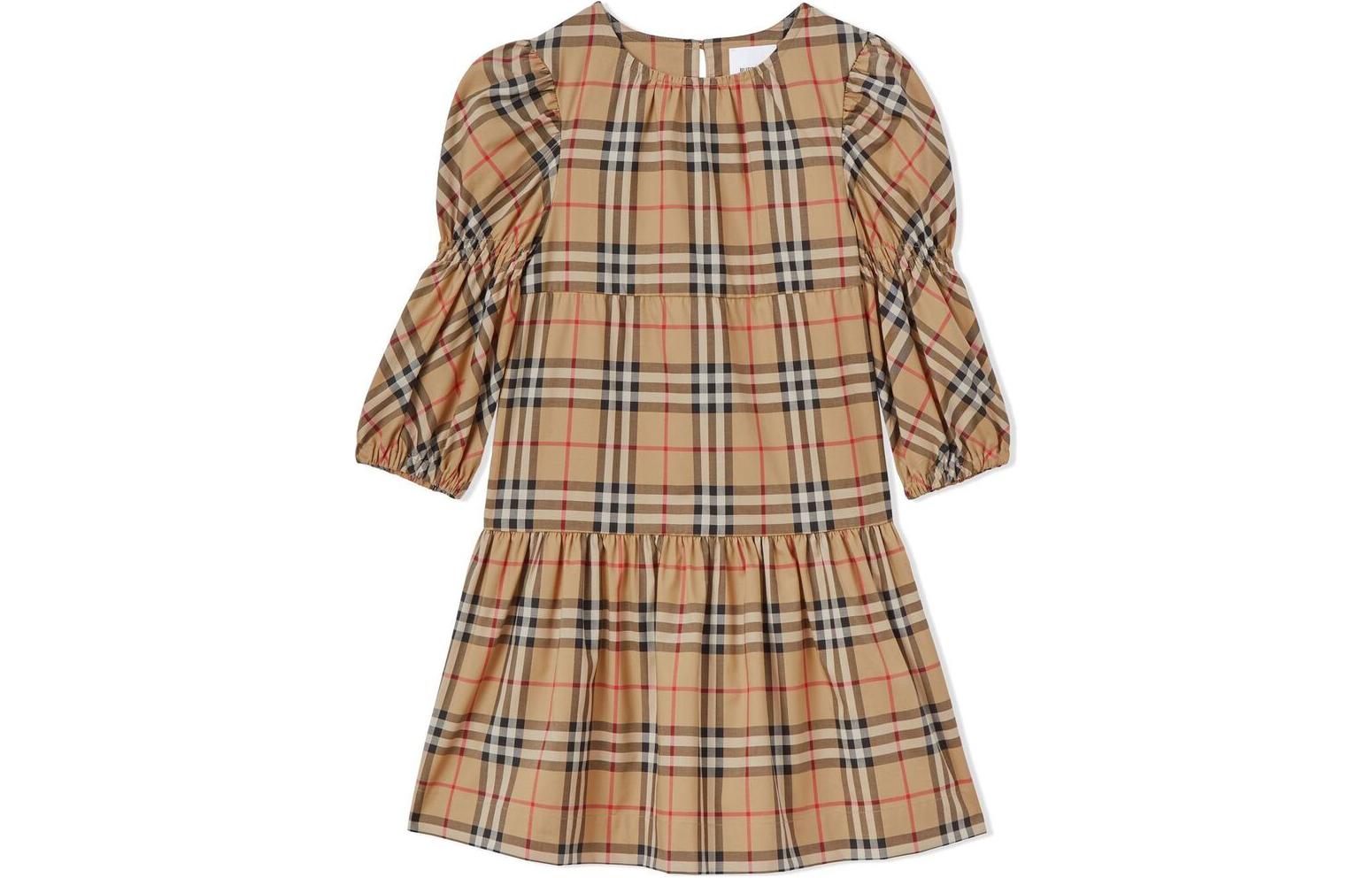 Женское платье Burberry В клетку (коричневое)