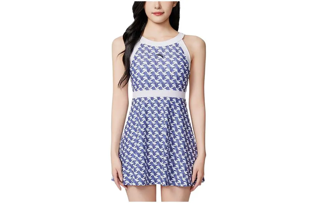 Anta One piece Swimsuit Women's Pure White/Blue White Blue
