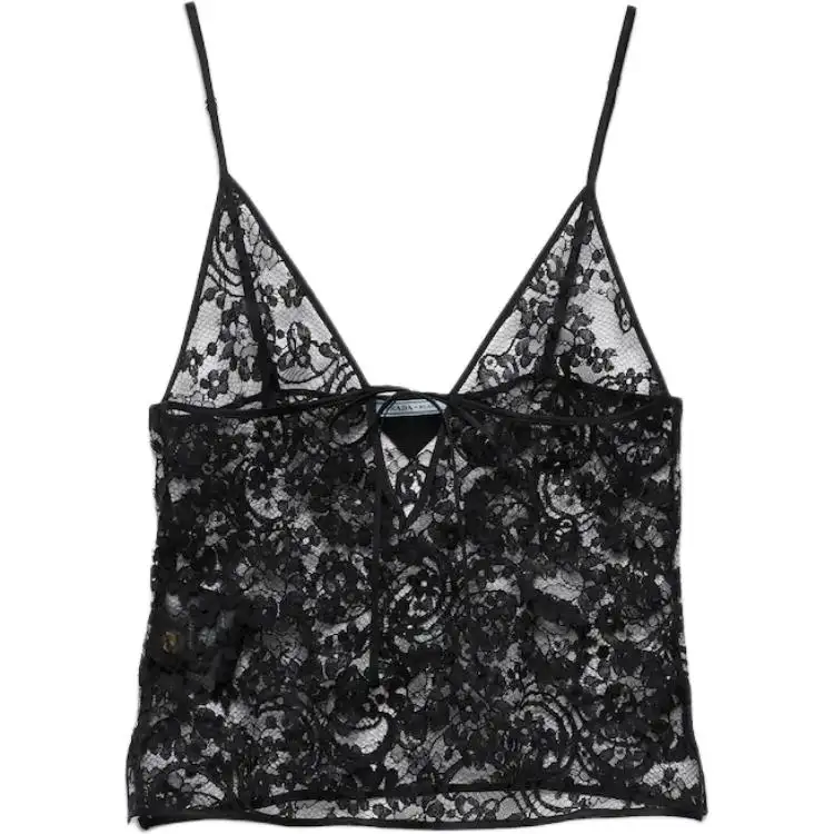 PRADA V Neck Laced Top