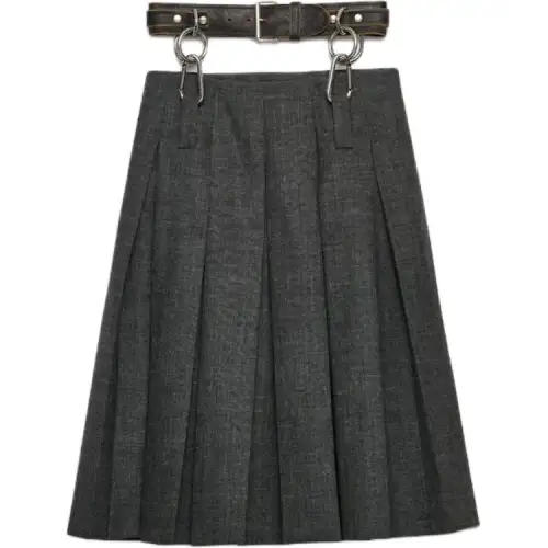 Prada belted pleated midi skirt
