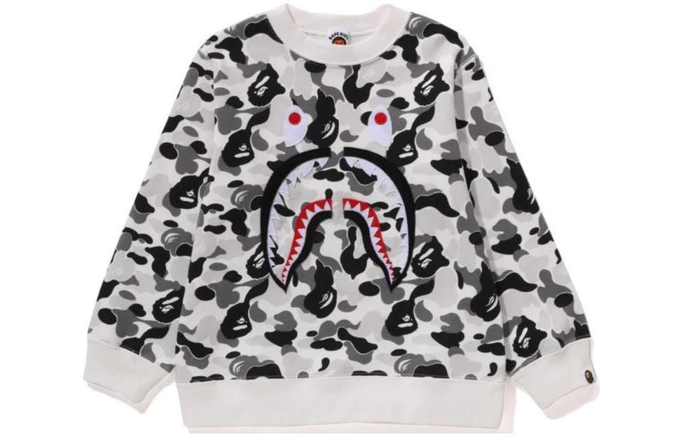 Детский свитшот A BATHING APE Shark (серый камуфляжный)