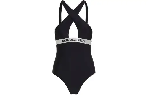 KARL LAGERFELD / Karl Lagerfeld Jeans Logo waistband Halterneck Swimsuit