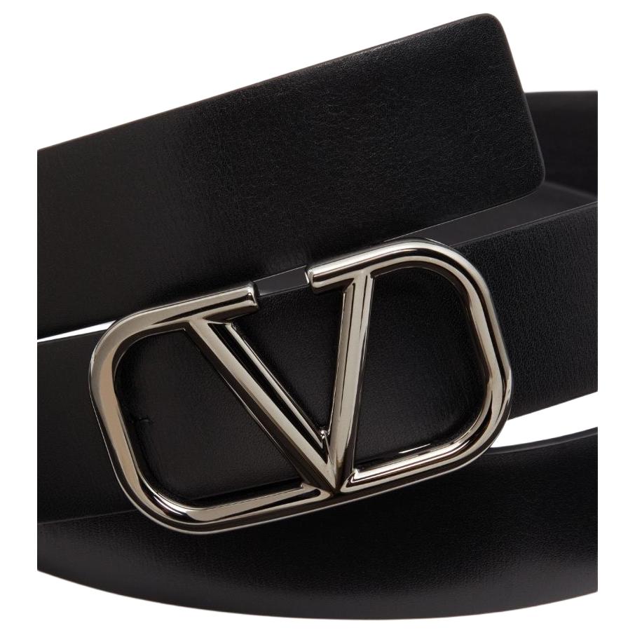 Мужской ремень Valentino Logo 3cm (черный) — фото 2