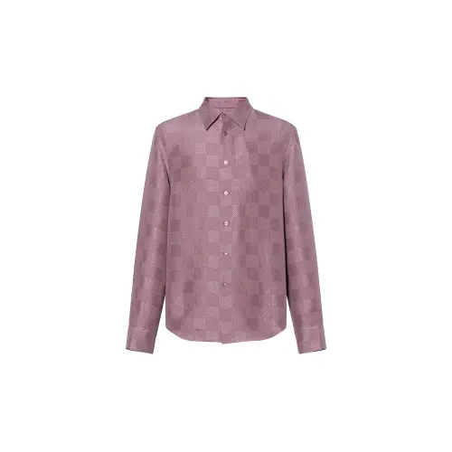Lv Jacquard Damier Long Sleeved Silk Shirt