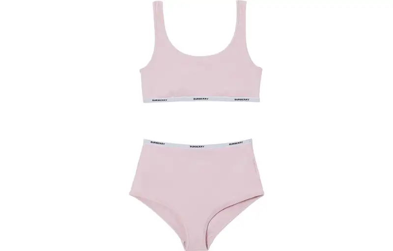 Burberry Tarnie Logo Tape Two Piece Swimsuit 'Orchid Pink'