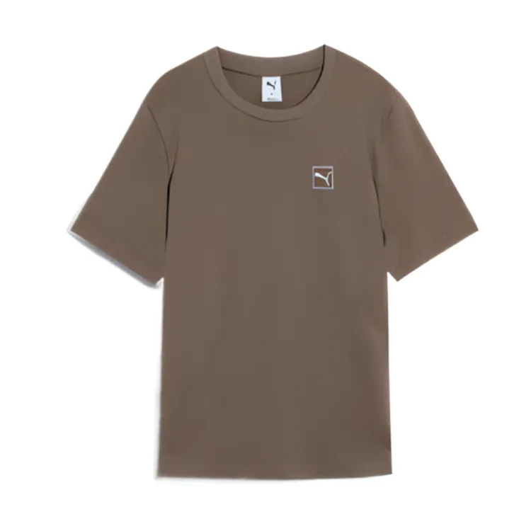 PUMA T-Shirts Men's Taupe Crew Neck Moderate Straight Fit