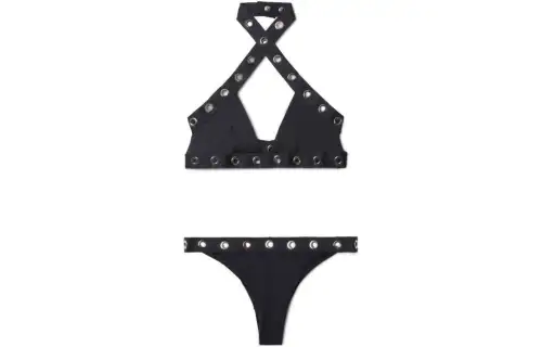 OFF WHITE Eyelet embellished Halterneck Bikini