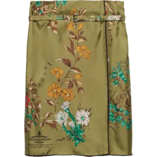 PRADA SS24 Casual Long Skirt Women's Multicolor