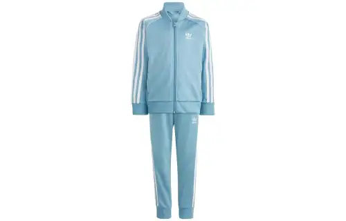 Adidas originals Clover Children's Clothing Adicolor Sst Track Suit Three Stripes Logo Logo Zipper Jacket Jacket Trousers Track Suit Boys Girls Sky Blue