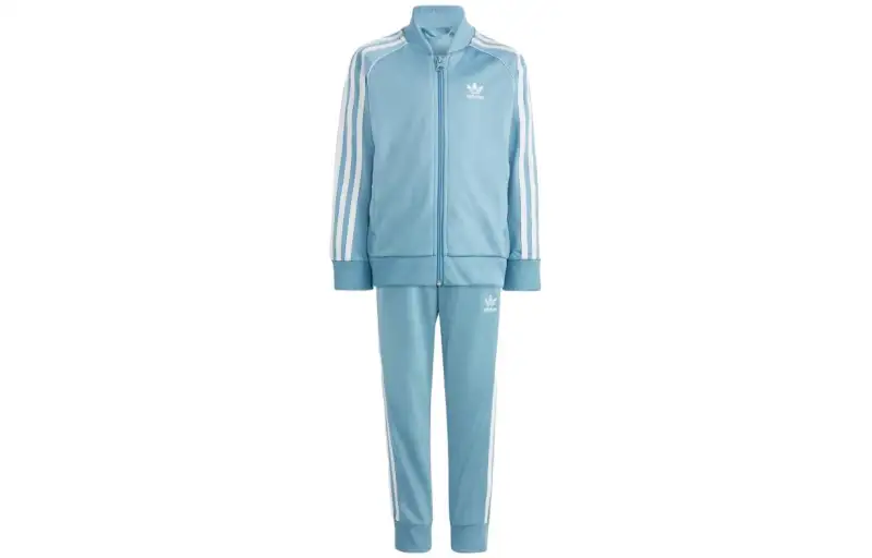 Adidas originals Clover Children's Clothing Adicolor Sst Track Suit Three Stripes Logo Logo Zipper Jacket Jacket Trousers Track Suit Boys Girls Sky Blue
