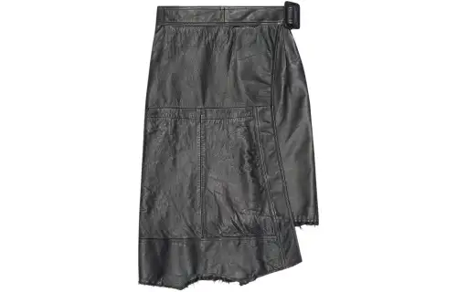 Balenciaga Leather Short Skirts Regular Fit Women's Black