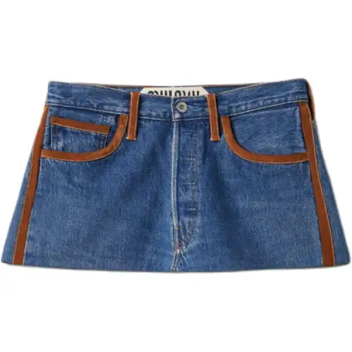 MIU MIU Denim Short Skirts Women's Blue