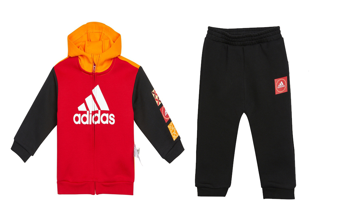 Adidas, sports suit, red black children's hoody, with your logo imprint, print, elastic waist