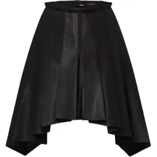 Lv Asymmetrical Box Pleat Twill Skirt