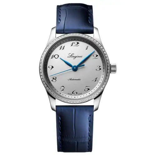 LONGINES Mechanical mechanism, waterproof women's watch, dial, case stainless steel, watch strap, 30meter, 34mm, crocodile