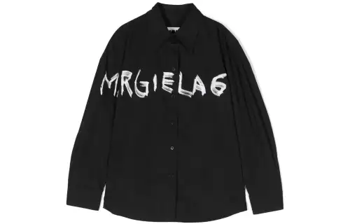 MM6 Maison Margiela Black children's shirt for boys, children's clothing, with your logo imprint