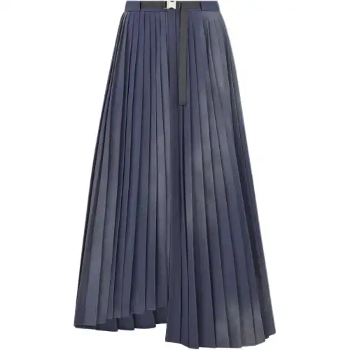 DIOR FW23 Gonna Plissettata Asimmetrica Casual Long Skirt Women's Blue