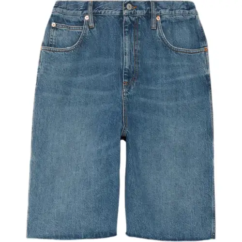 GUCCI Organic Denim Shorts With Crystal G 'Petroleum Blue'