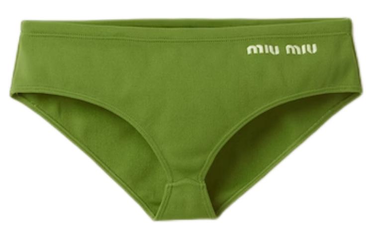 MIU MIU Logo Embroidered Stretched Bikini Bottoms