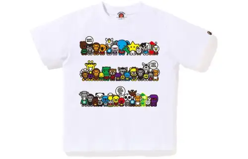 Cartoon children's T-shirt with a round collar, children's clothing