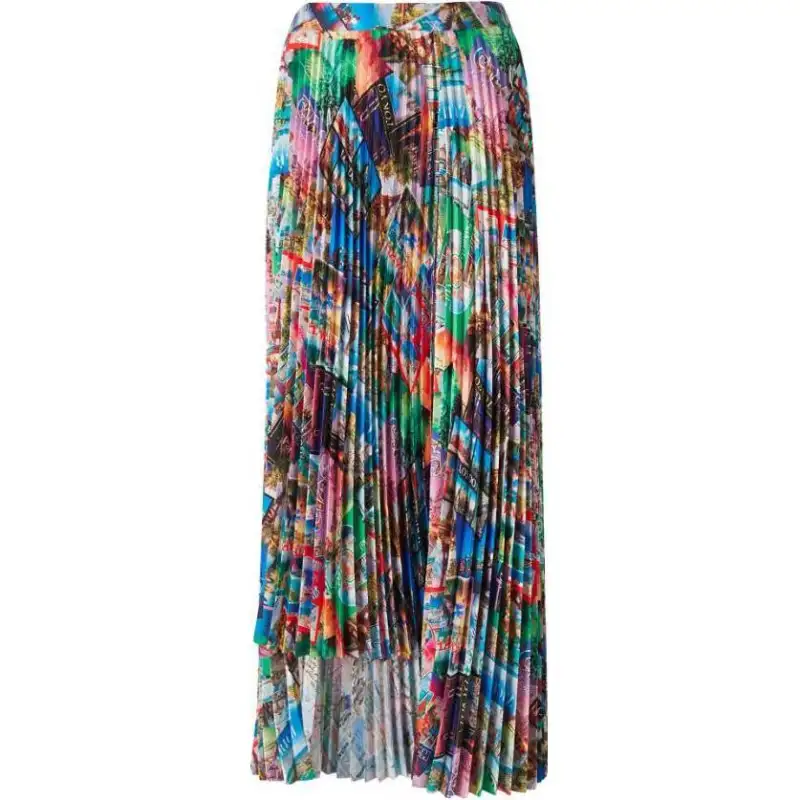 Balenciaga Postcard Print Pleated Skirt
