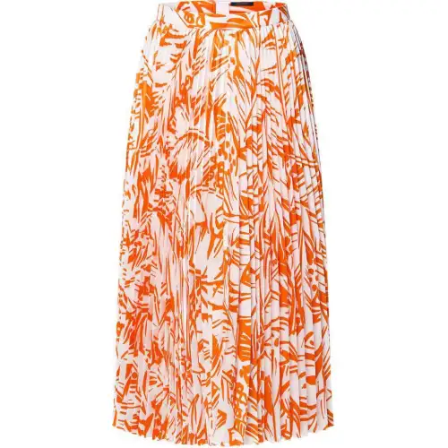 LOUIS VUITTON Leather Waist Palm Print Pleated Maxi Skirt