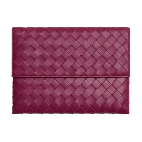 Bottega Veneta Woven Cow Leather Wallet Women's Vermilion