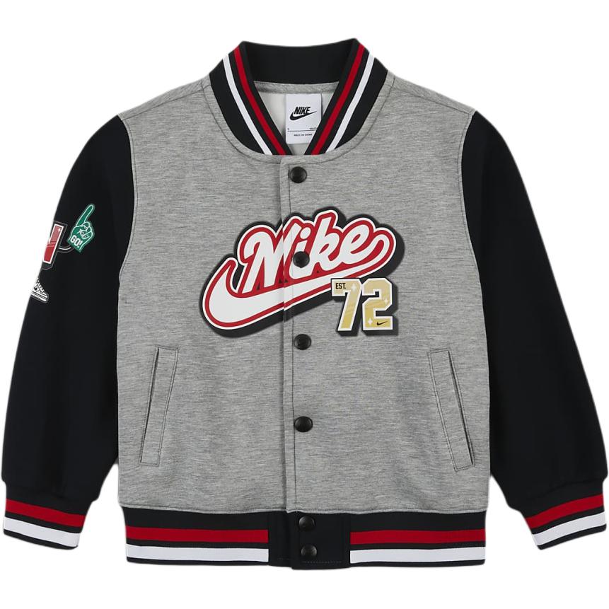 Nike Jacket, baseball knitted off-shoulder casual, dark gray color, small and medium-sized children