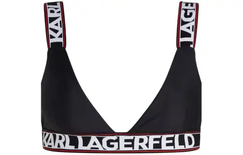 Karl Lagerfeld Logo print V neck Bikini Top