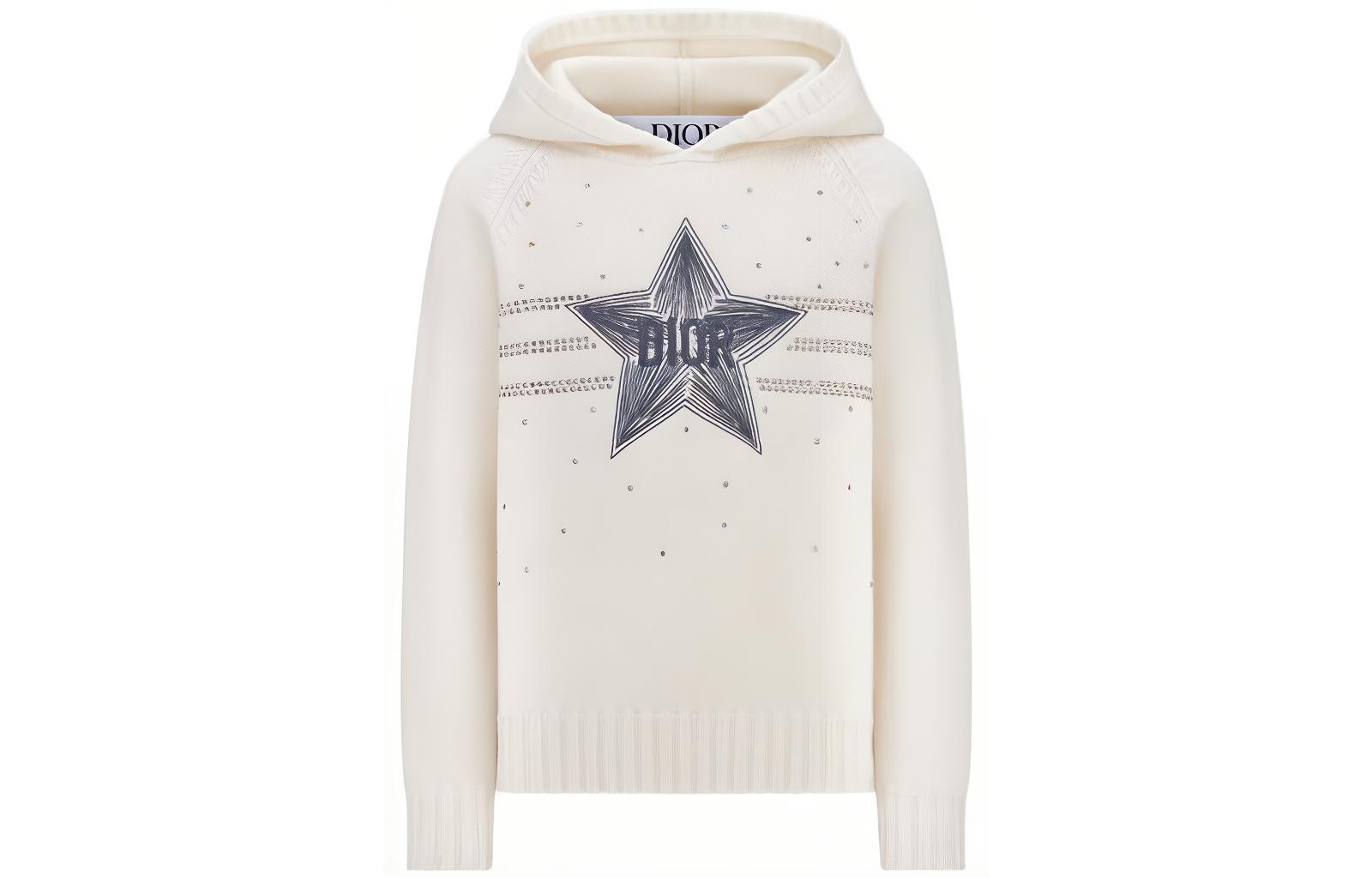 Свитер Dior SS23 Crystal Hooded (слоновая кость)