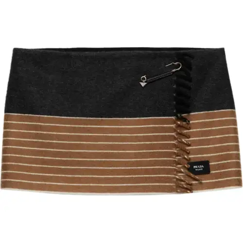 PRADA FW24 Casual Short Skirts Women's Gray Brown