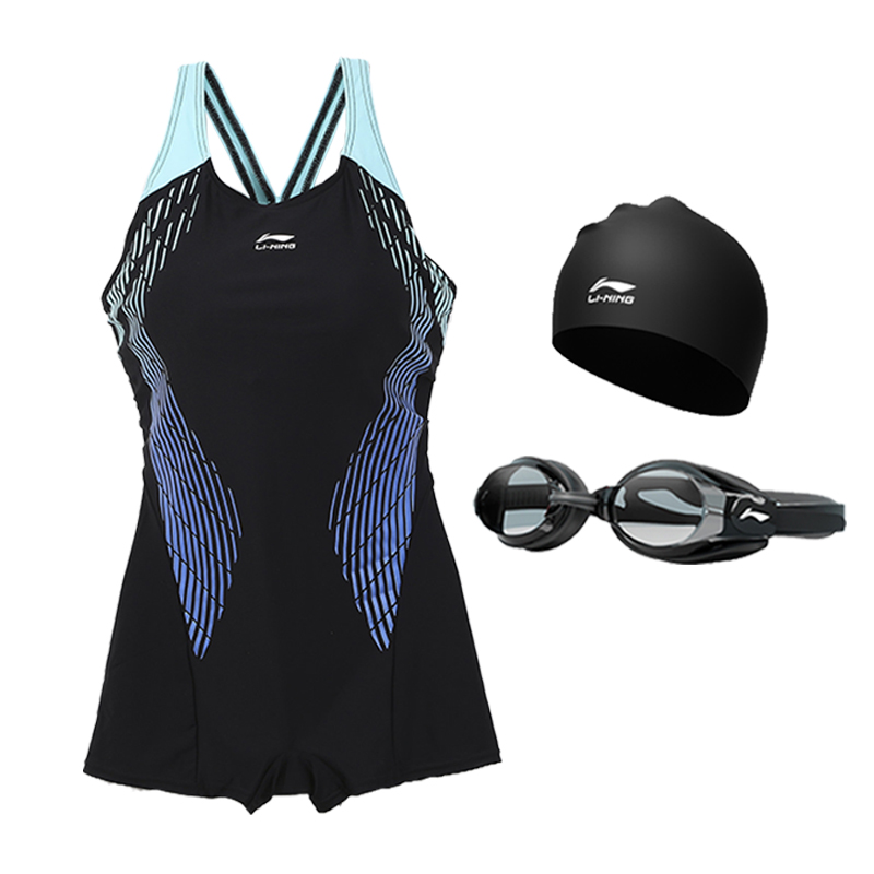 Li Ning, summer swimming pool, professional beach black swimwear sleevless for training, beach style