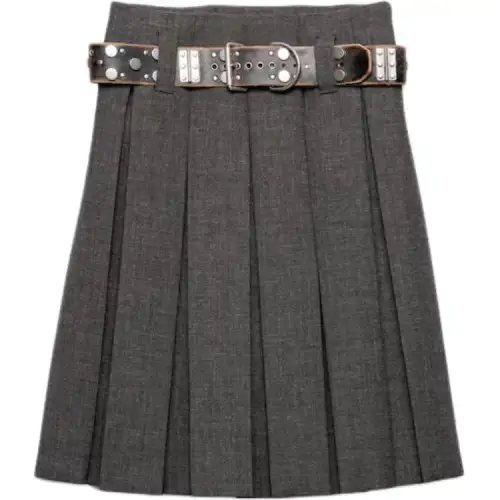Prada belted pleated midi skirt