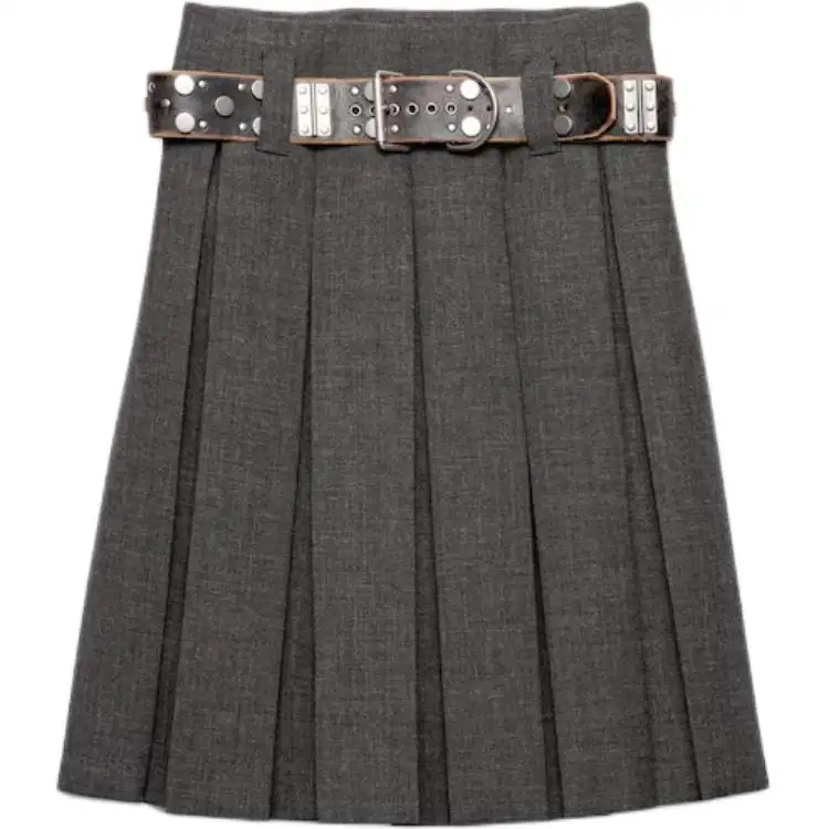 Prada belted pleated midi skirt