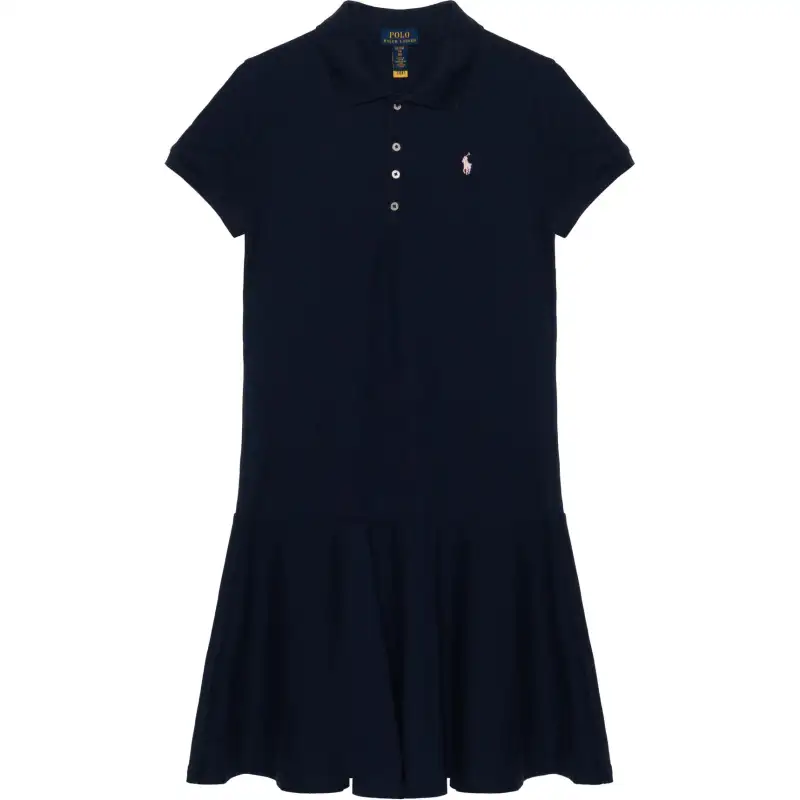 Polo Ralph Lauren Children's dress, navy polo, logo embroidery service, with short sleeve