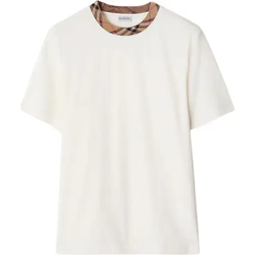 Burberry checked-trim cotton T-shirt