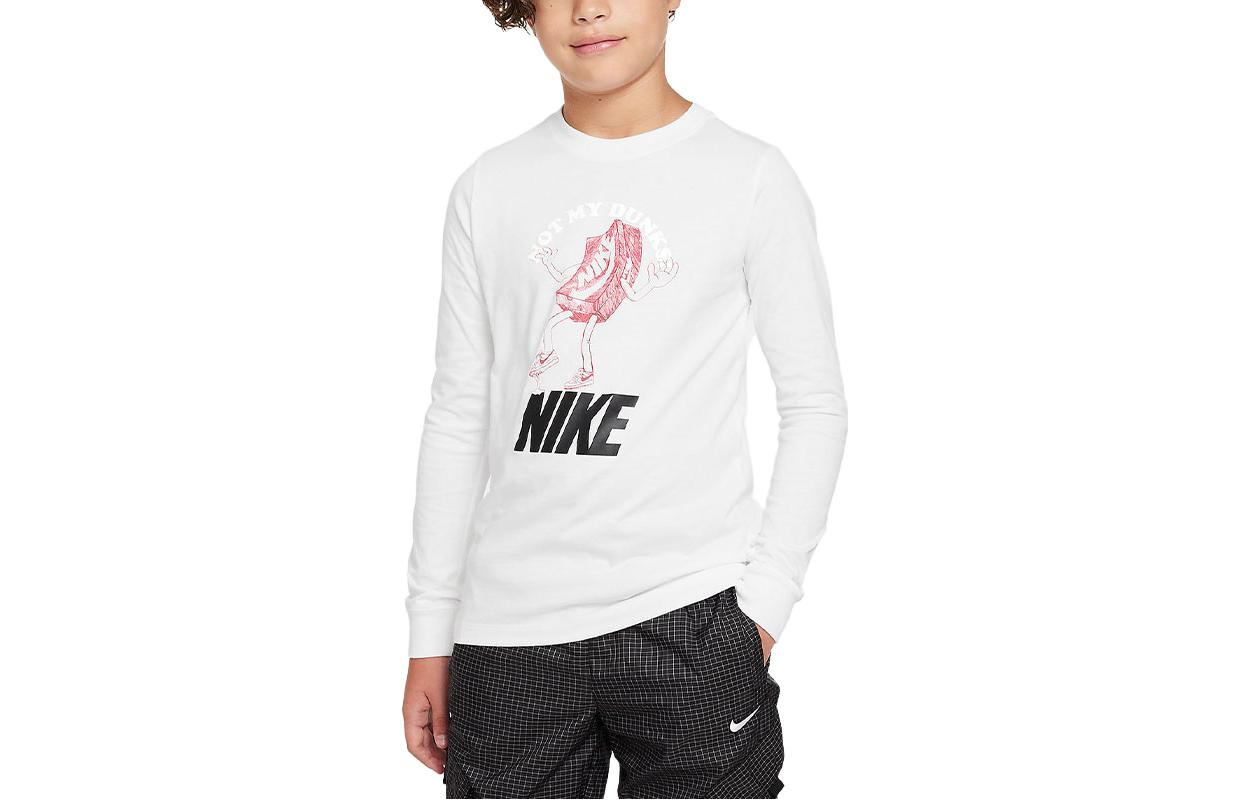 Детский лонгслив Nike с логотипом (белый)