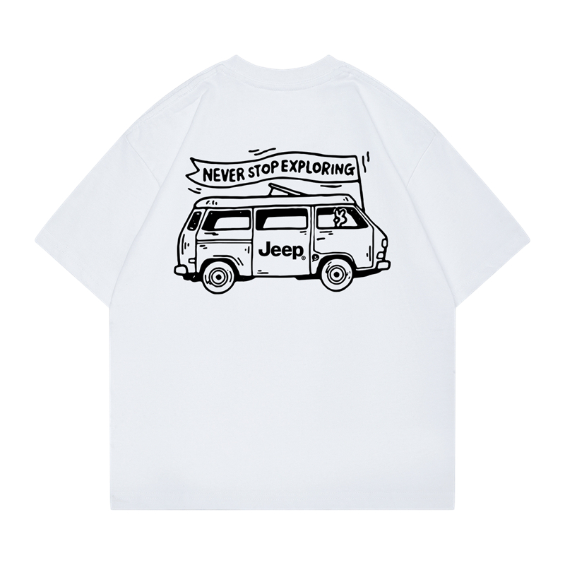 Футболка Jeep С принтом минивэна (белая)