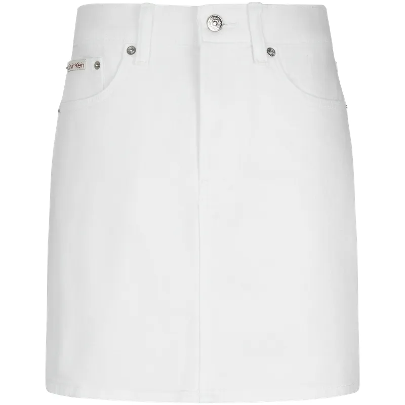 CALVIN KLEIN Casual Short Skirts Women's White Denim