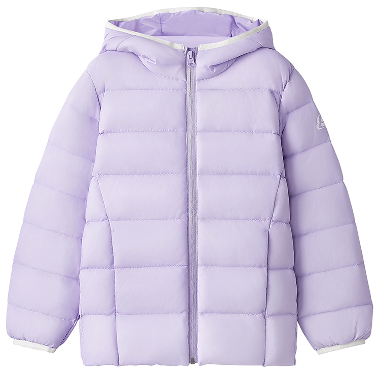 Skechers Skechers, comfortable light and thin long-sleeve with hood for leisure, cloth, children's lavender down jacket, western style, for teenagers