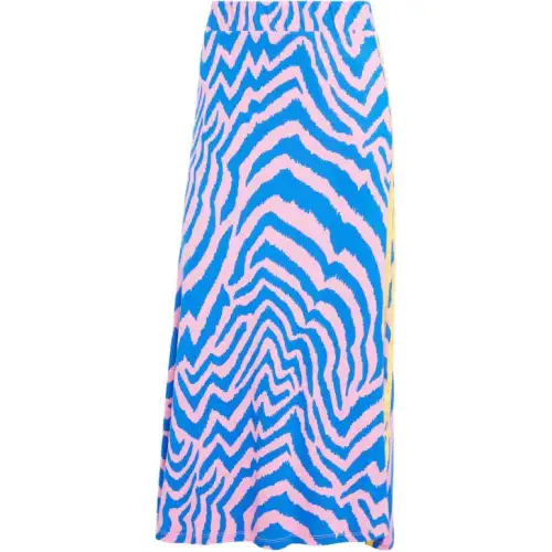 Adidas Originals x FARM RIO SS24 STRIPES MAXI SKIRT Casual Long Skirt Women's Pink