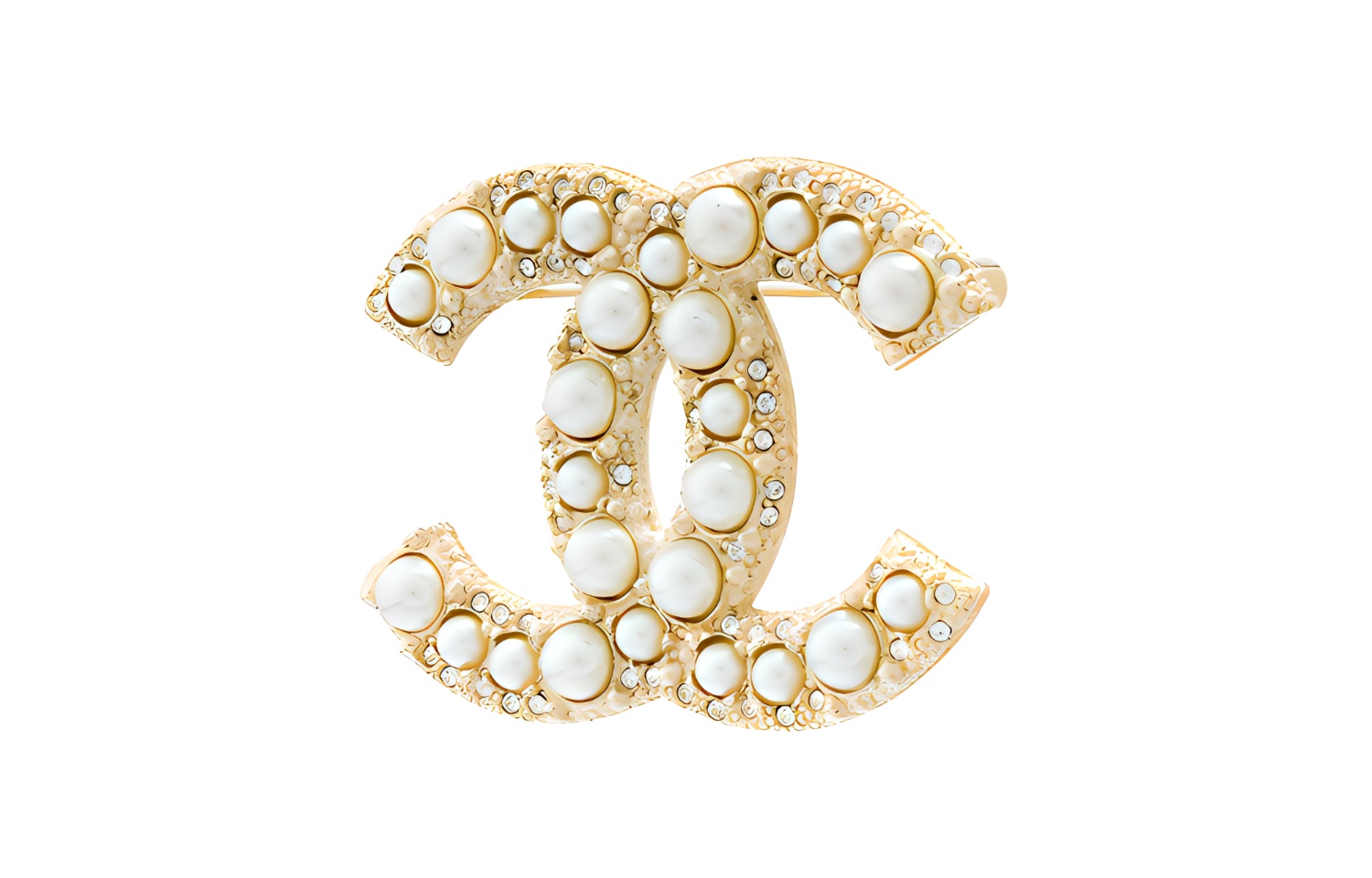 Женская брошь Chanel CC (золотисто-белая) — фото 2