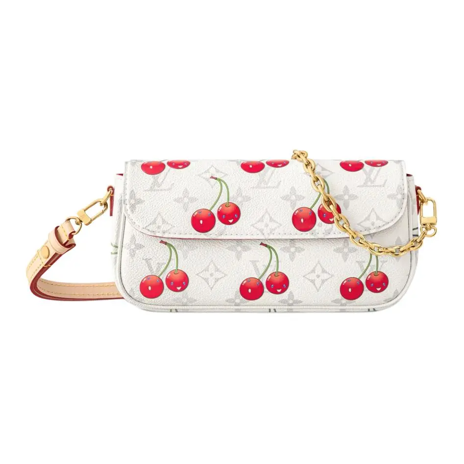 LOUIS VUITTON X Takashi Murakami Cherry Wallet On Chain Ivy White Monogram