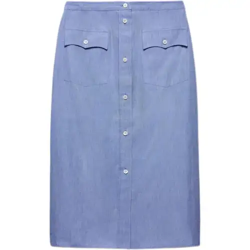 PRADA Triangle Logo Straight Hem Midi Skirt