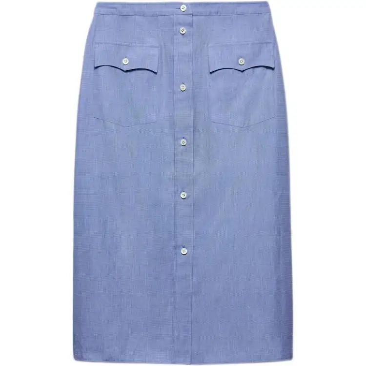 PRADA Triangle Logo Straight Hem Midi Skirt
