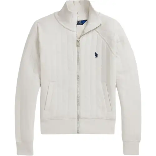 Polo Ralph Lauren Design pony, retro creamy long-sleeve with zipper, with embroidery, for teenagers