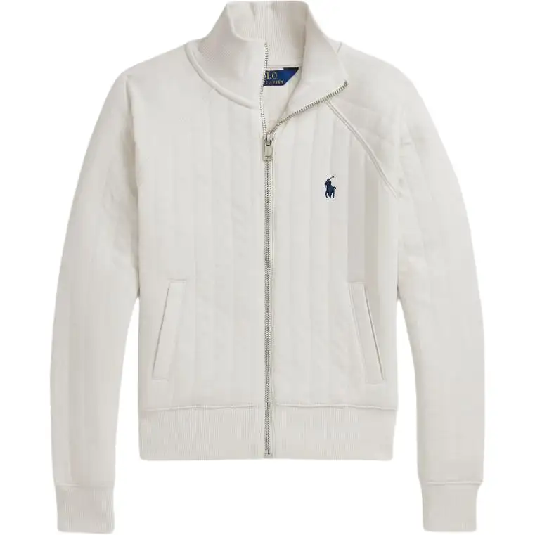 Polo Ralph Lauren Design pony, retro creamy long-sleeve with zipper, with embroidery, for teenagers