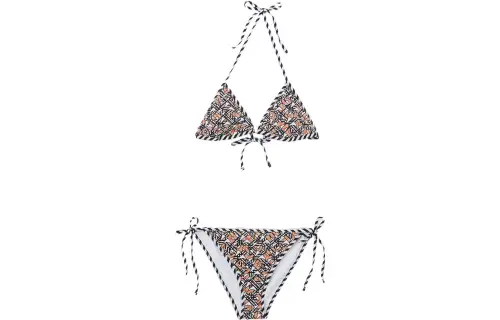 Burberry SS22 Women's Stretch Nylon Triangle Bikini Set Brown