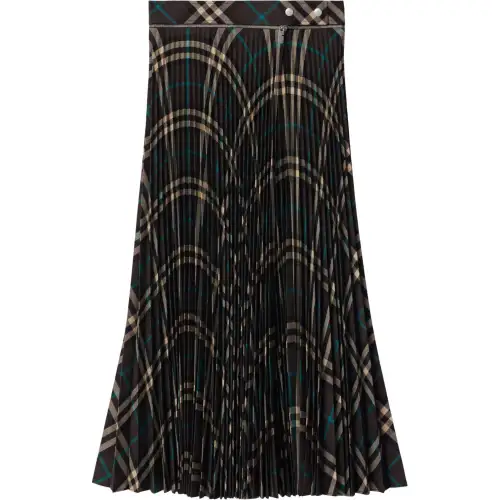 Burberry Checked Pleated Flared Hem Skirt