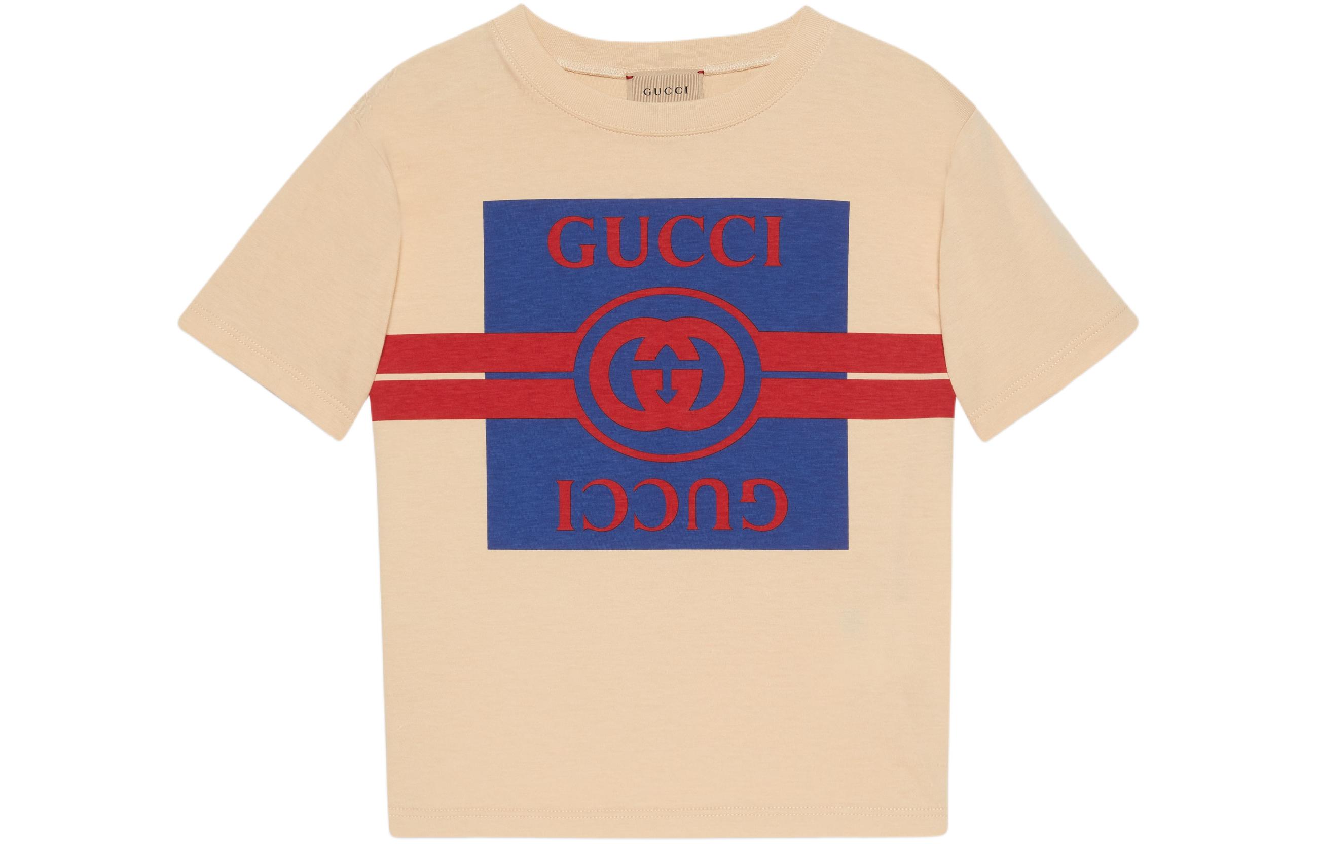 Детская футболка Gucci в полоску (кремовая)
